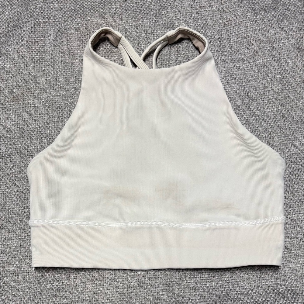 Lululemon Athletica Cream High-Neck Sports Bra